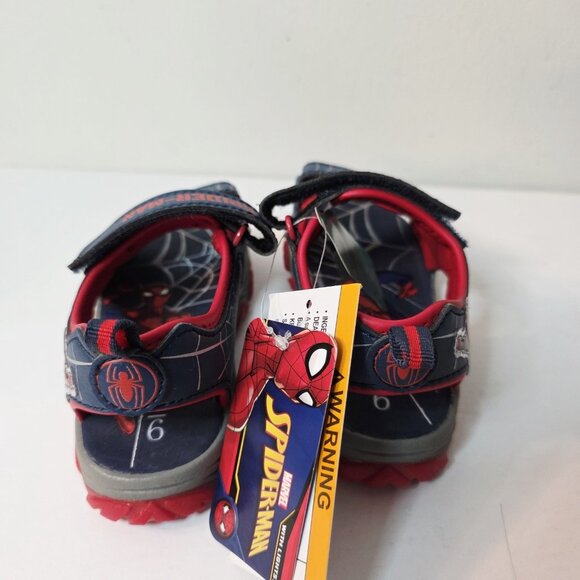 Spider-Man Toddler Boy Light Up Sandals Shoes Sz 6 Marvel Comic Blue Gray - Picture 3 of 5